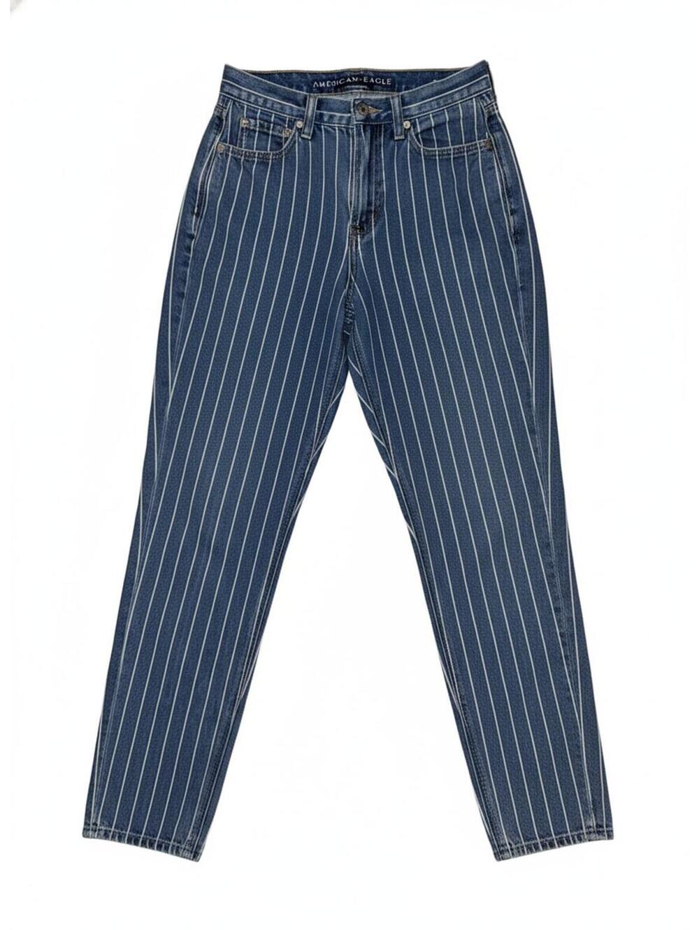 American Eagle Striped High-waisted Mom Jeans Size 0 Regular